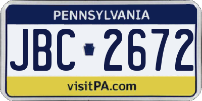 PA license plate JBC2672