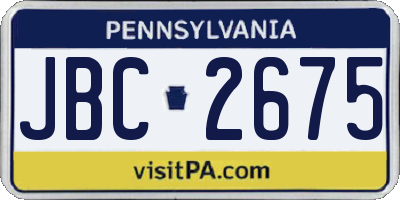 PA license plate JBC2675