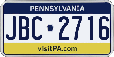 PA license plate JBC2716