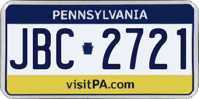 PA license plate JBC2721