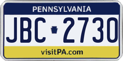 PA license plate JBC2730