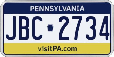 PA license plate JBC2734