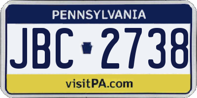PA license plate JBC2738