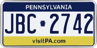 PA license plate JBC2742