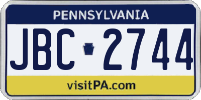 PA license plate JBC2744