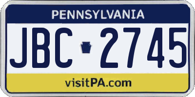 PA license plate JBC2745