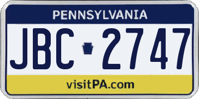 PA license plate JBC2747