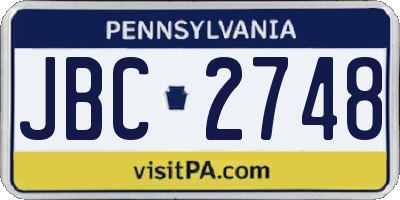 PA license plate JBC2748