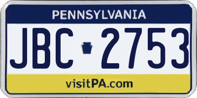 PA license plate JBC2753