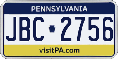 PA license plate JBC2756