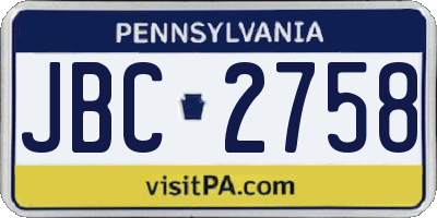 PA license plate JBC2758