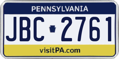 PA license plate JBC2761