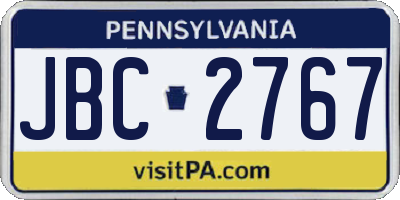 PA license plate JBC2767