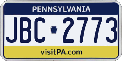 PA license plate JBC2773
