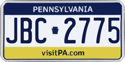 PA license plate JBC2775