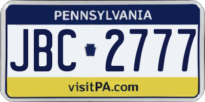 PA license plate JBC2777