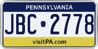 PA license plate JBC2778