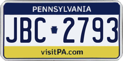 PA license plate JBC2793