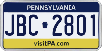 PA license plate JBC2801
