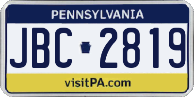 PA license plate JBC2819