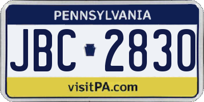 PA license plate JBC2830