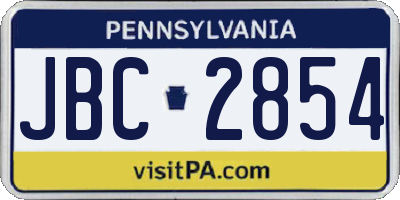 PA license plate JBC2854