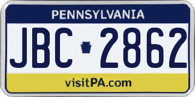 PA license plate JBC2862