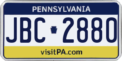 PA license plate JBC2880
