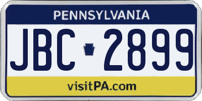 PA license plate JBC2899
