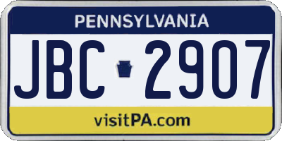 PA license plate JBC2907