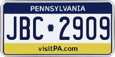PA license plate JBC2909