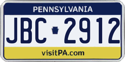 PA license plate JBC2912