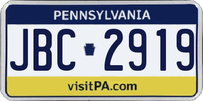 PA license plate JBC2919
