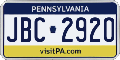 PA license plate JBC2920