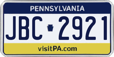 PA license plate JBC2921