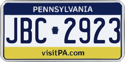 PA license plate JBC2923