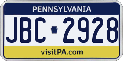 PA license plate JBC2928