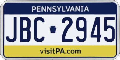 PA license plate JBC2945