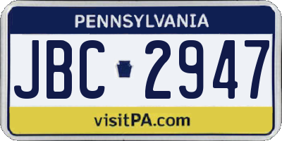PA license plate JBC2947