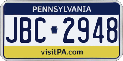 PA license plate JBC2948