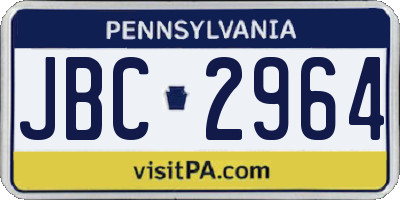 PA license plate JBC2964