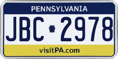 PA license plate JBC2978