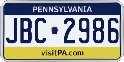 PA license plate JBC2986