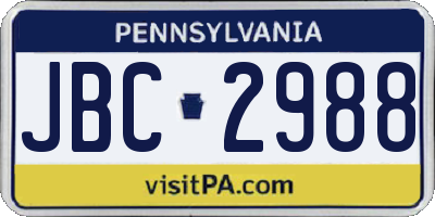 PA license plate JBC2988