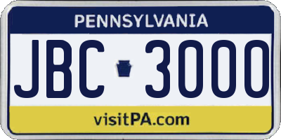 PA license plate JBC3000