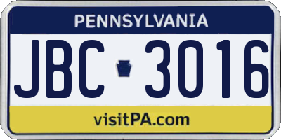 PA license plate JBC3016