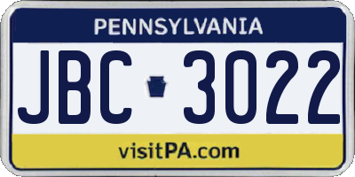 PA license plate JBC3022