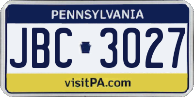 PA license plate JBC3027