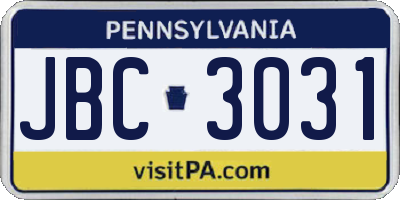 PA license plate JBC3031