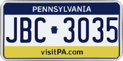 PA license plate JBC3035